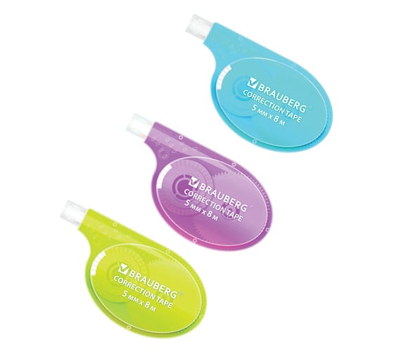 Изображение товара Корректирующая лента BRAUBERG ULTRA NEON, 5 мм х 8 м, цвет ассорти, блистер 272664