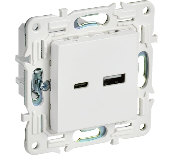 Изображение товара Розетка USB A+C IEK SKANDY 18Вт SK-R13W арктический белый SK-U22-018-K01