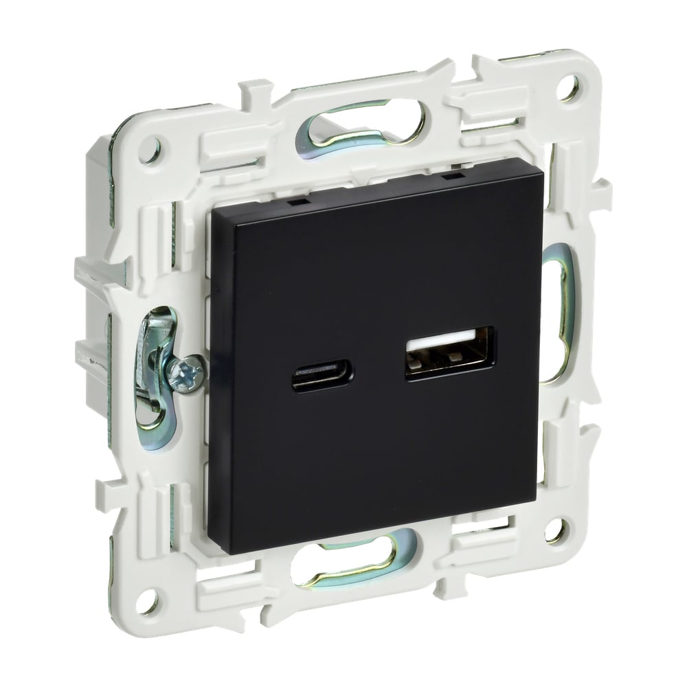 Изображение товара Розетка USB A+C IEK SKANDY 18Вт, встраиваемая, черная, IP20