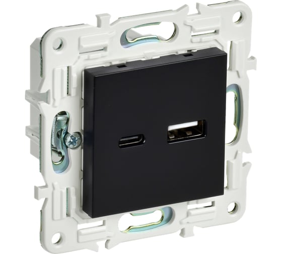 Изображение товара Розетка USB A+C IEK SKANDY 18Вт SK-R13Bl черный SK-U22-018-K02