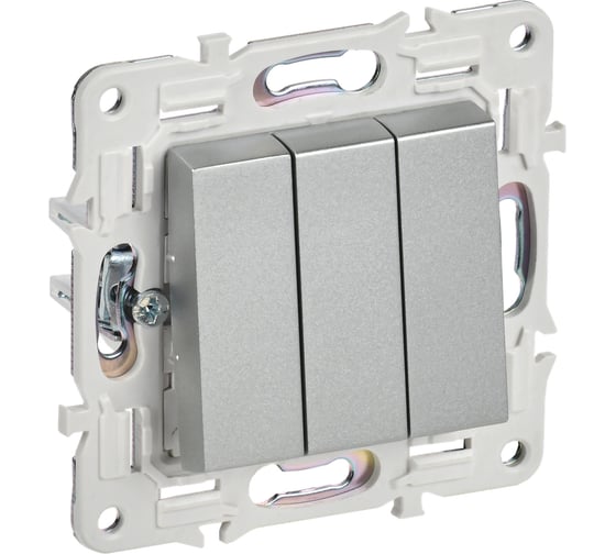 Изображение товара Выключатель 3-клавишный IEK SKANDY 10А SK-V11S серебряный SK-V30-0-10-K23