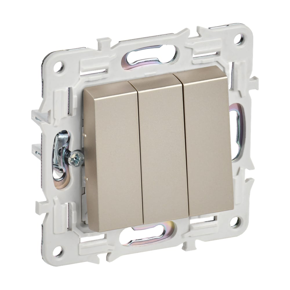 Изображение товара Выключатель 3-клавишный IEK SKANDY 10А шампань
