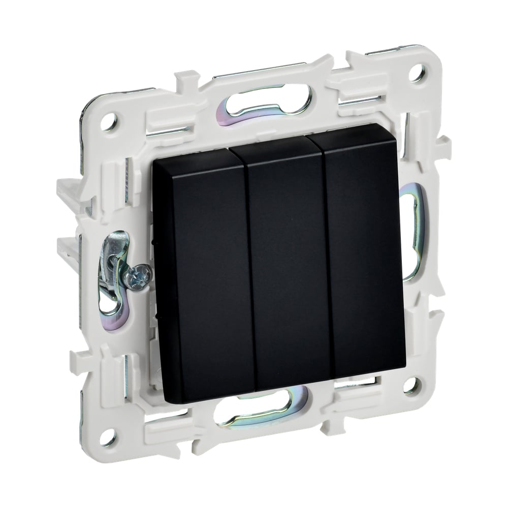 Изображение товара Выключатель 3-клавишный IEK SKANDY SK-V11Bl черный для освещения