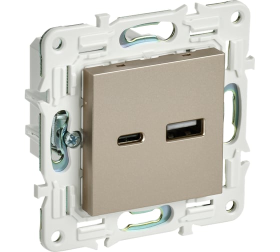 Изображение товара Розетка USB A+C IEK SKANDY 18Вт SK-R13Sh шампань SK-U22-018-K37