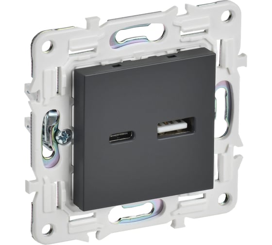 Изображение товара Розетка USB A+C IEK SKANDY 18Вт SK-R13T титан SK-U22-018-K48