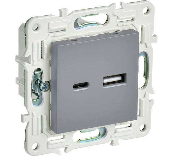 Изображение товара Розетка USB A+C IEK SKANDY 3,1А SK-R14Gr серый SK-U22-D31-K03