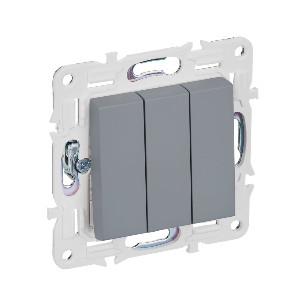 Изображение товара Выключатель 3-клавишный IEK SKANDY SK-V11Gr серый 10А для освещения