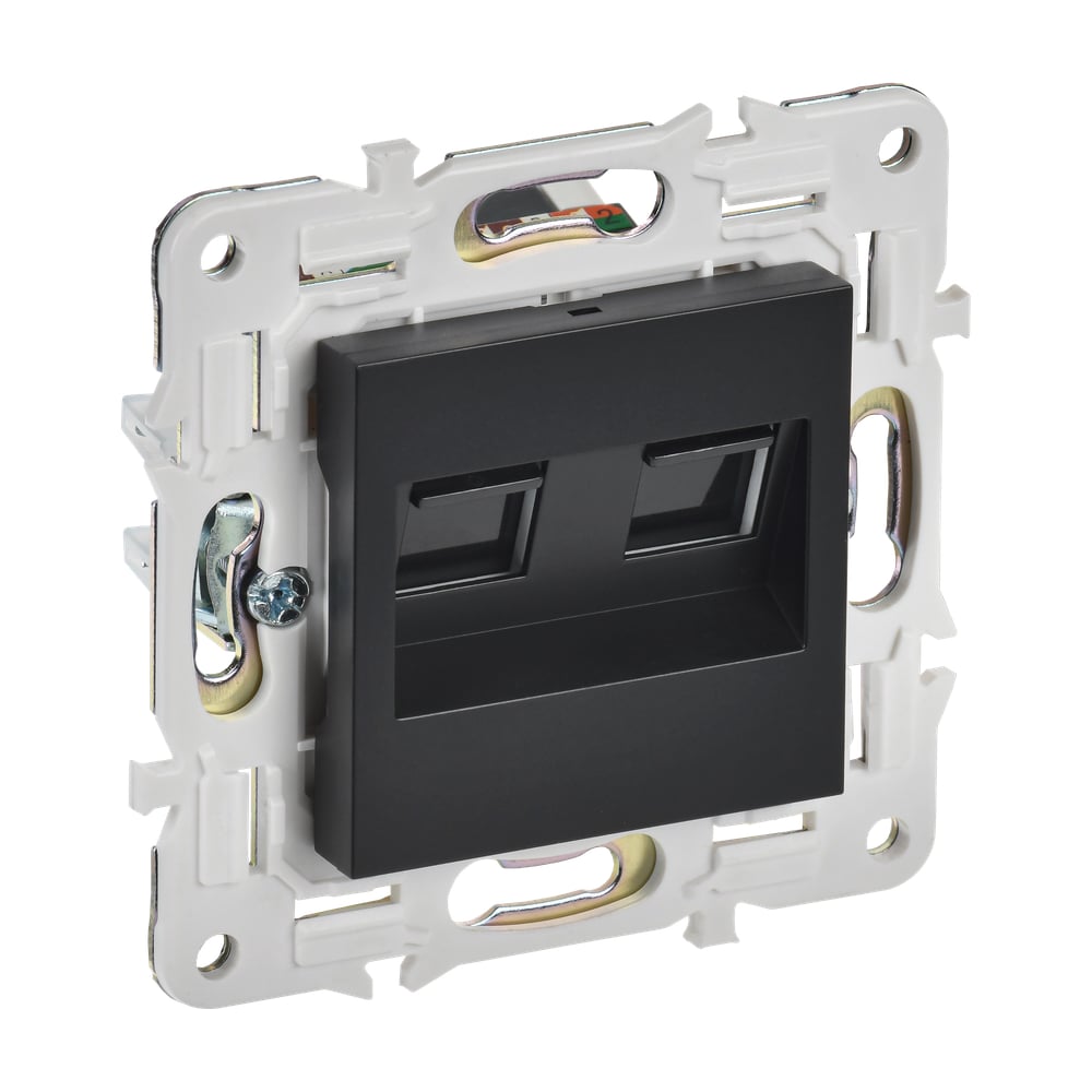 Изображение товара Розетка компьютерная 2-ая IEK SKANDY RJ45 кат.6 SK-K04Bl черный SK-K20-2-K02