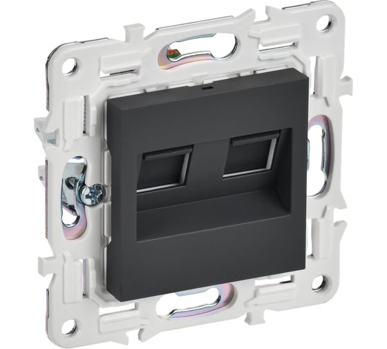 Изображение товара Розетка компьютерная 2-ая IEK SKANDY RJ45 кат.6 SK-K04G графит SK-K20-2-K53