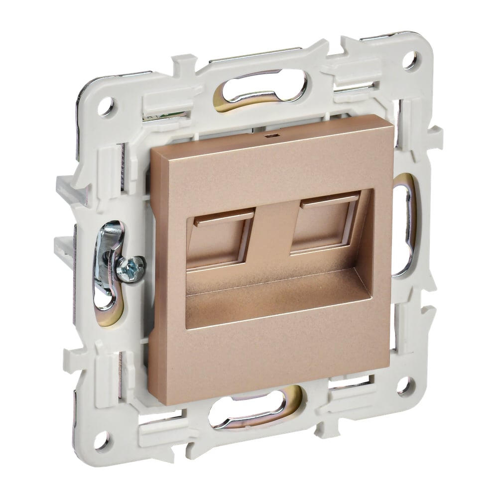 Изображение товара Розетка компьютерная IEK SKANDY RJ45 кат 5E 2 гнезда SK-K03Sa песочная