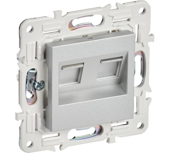 Изображение товара Розетка компьютерная 2-ая IEK SKANDY RJ45 кат.6 SK-K04S серебряный SK-K20-2-K23