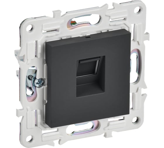 Изображение товара Розетка компьютерная IEK SKANDY RJ45 кат.6 SK-K02G графит SK-K10-2-K53