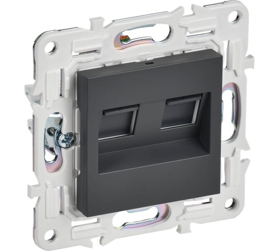 Изображение товара Розетка компьютерная 2-ая IEK SKANDY RJ45 кат.6 SK-K04T титан SK-K20-2-K48