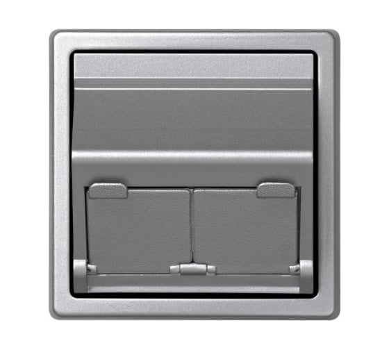 Изображение товара Адаптер Simon на 2 коннектора RJ45 KEYSTONE, AMP, Brand-Rex, KRONE, S73 Loft, алюминий 73086-63