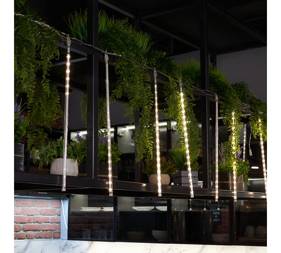 Изображение товара Светодиодная гирлянда FERON CL586 занавес Сосульки 4.5x0.48м + сетевой шнур 3м, 2700K динамичный, c питанием от сети 230V, прозрачный шнур, 51452