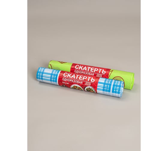 Изображение товара Скатерти для пикника полиэтиленовые УПАКОВКА XXI ВЕКА 10шт, упаковка 2 рулона по 5шт, белые+тонир. с печатью, СК-061