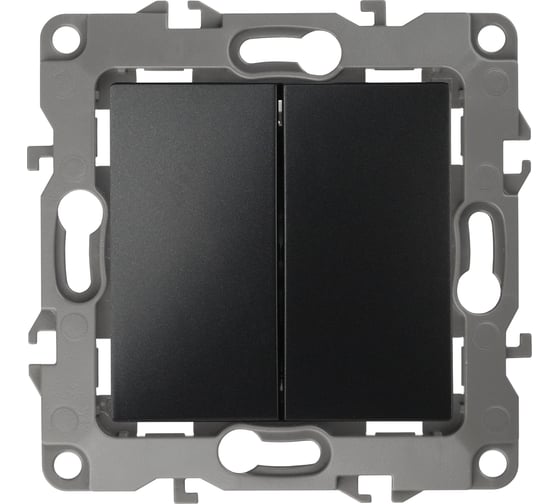 Изображение товара Переключатель ЭРА Серия 12 12-1112-05 перекрстный двойной, 10АХ250В, антрацит Б0065297