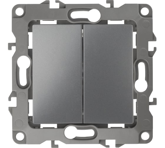 Изображение товара Переключатель ЭРА Серия 12 12-1112-12 перекрстный двойной, 10АХ250В, графит Б0065316