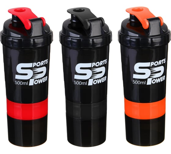 Изображение товара Спортивный шейкер 3 в 1 SILAPRO пружина-венчик, два контейнера, 500 мл, 25x9 см, полипропилен 088-001