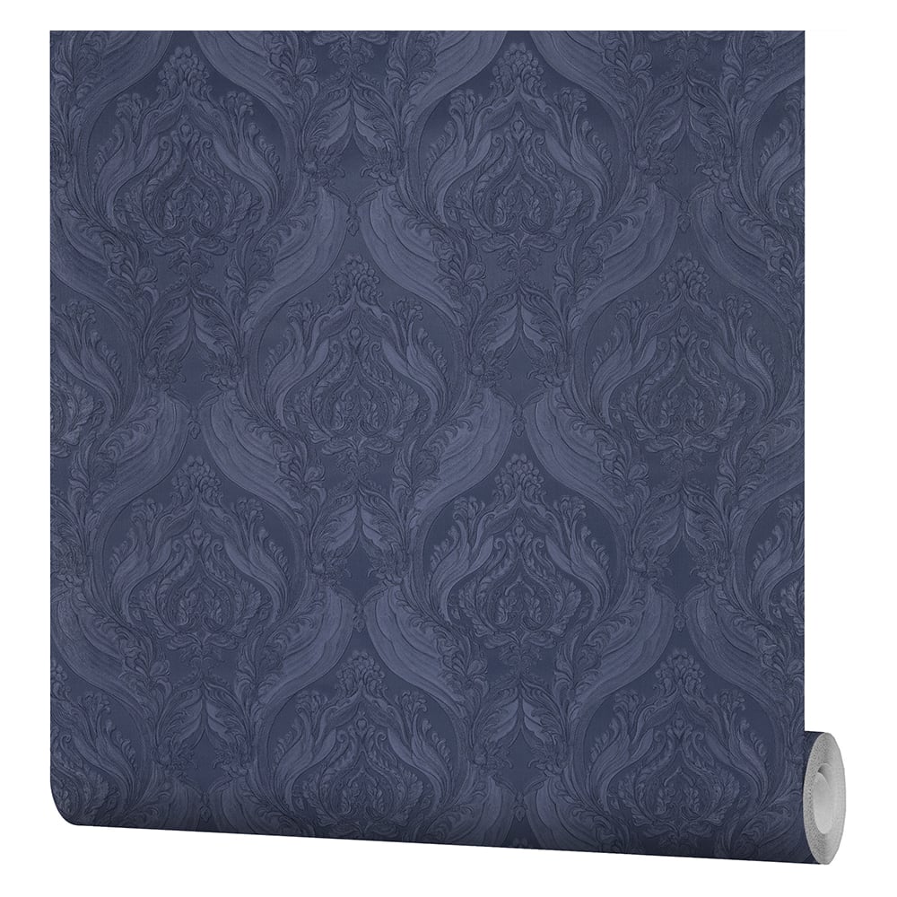 Изображение товара Обои виниловые на флизелиновой основе Burlesque R23935 с дамаским узором синего цвета