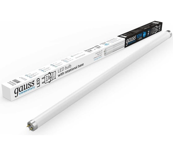 Изображение товара Лампа Gauss Elementary T8, 10W, 800lm, 6500K, G13 600mm стекло поворотная LED 1/30 93030-R