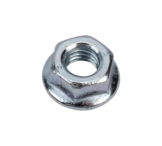 Изображение товара Гайка Стройметиз М 12 DIN 6923, цинк, фланец с насечкой, уп. 40 шт., пакет 3110048