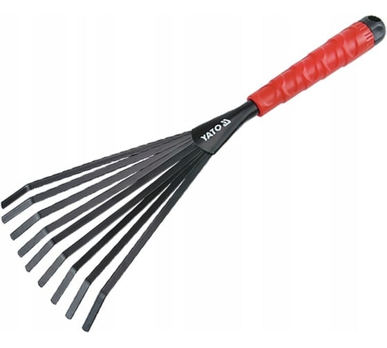 Изображение товара Садовые веерные грабли YATO 400 мм, углеродистая сталь, пластиковая ручка YT-8869