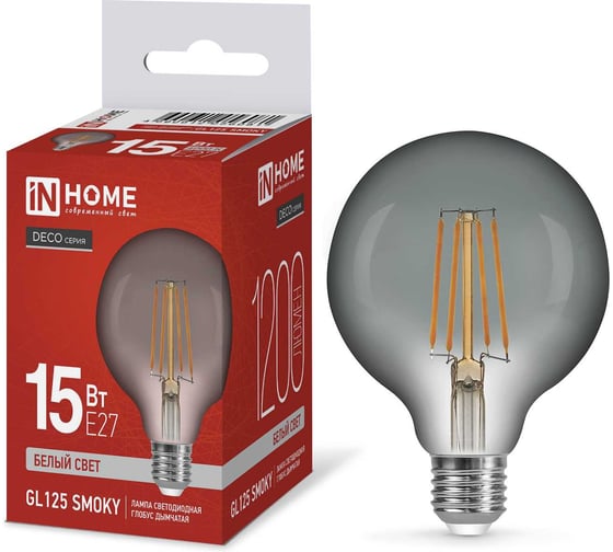 Изображение товара Лампа IN HOME сд LED-GL125-deco smoky 15Вт 230В E27 4000К 1200Лм дымчатая 4690612056081 00-00297746