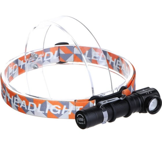 Изображение товара Фонарь налобный металлический ЕРМАК с клипсой, T6 LED, 4 режима, фокусировка, 1200мАч 221-030