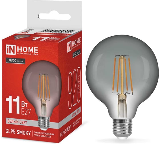Изображение товара Лампа IN HOME сд LED-GL95-deco smoky 11Вт 230В E27 4000K 920Лм дымчатая 4690612056050