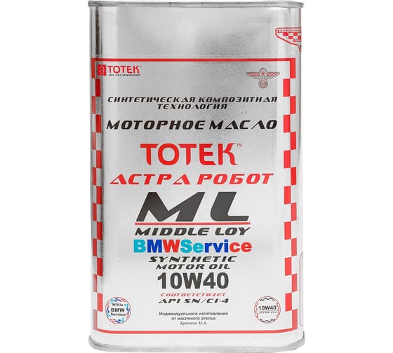 Изображение товара Синтетическое моторное масло ТОТЕК BMW Service Астра Робот ML 10W40 1 л MLBMW1040001