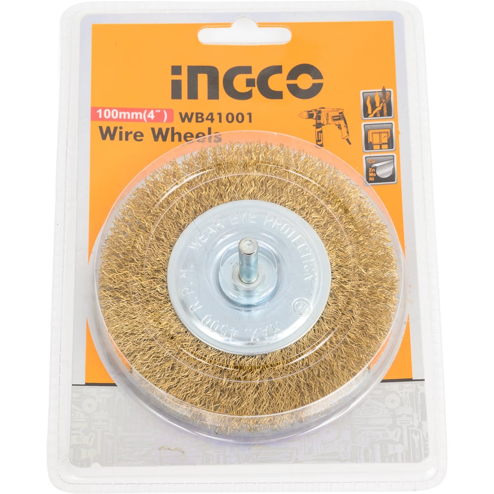 Изображение товара Щетка-крацовка дисковая на шпильке INGCO WB41001 100х0.35 мм