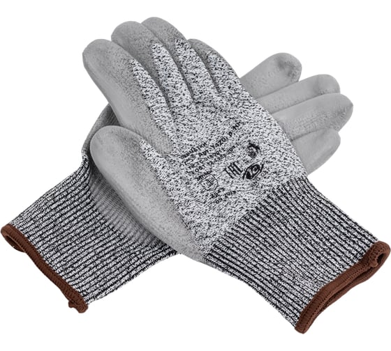 Изображение товара Перчатки порезостойкие ЗТ с защитным покрытием из полиуретана серого цвета, ЛУНА-PU р-р 10 742010