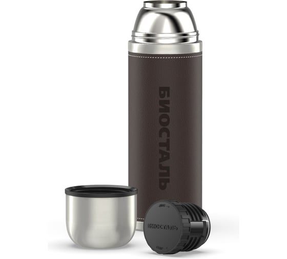 Изображение товара Термос Biostal Охота 0.5 литра, с кожаной вставкой, коричневый NYP-500P