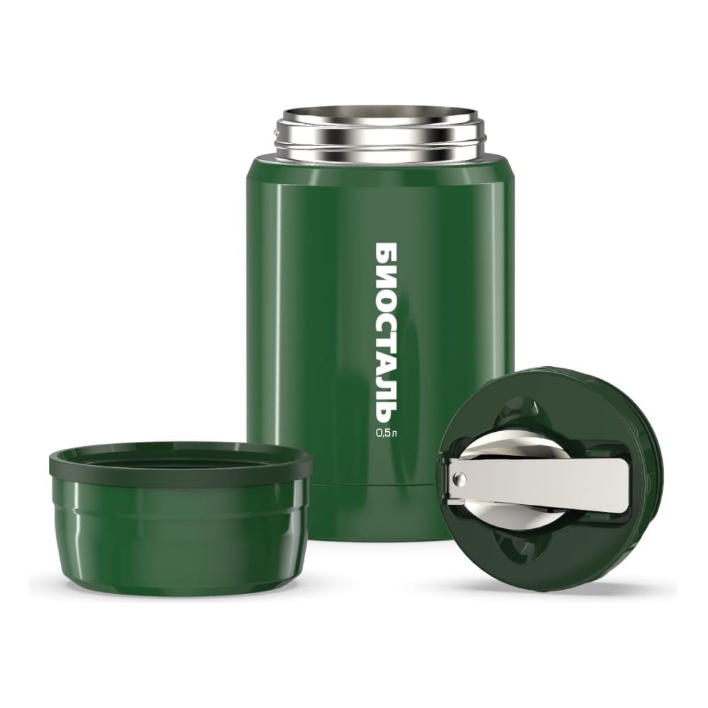 Изображение товара Термос для еды Biostal Охота 0.5 л с ложкой зеленый NTS-500G