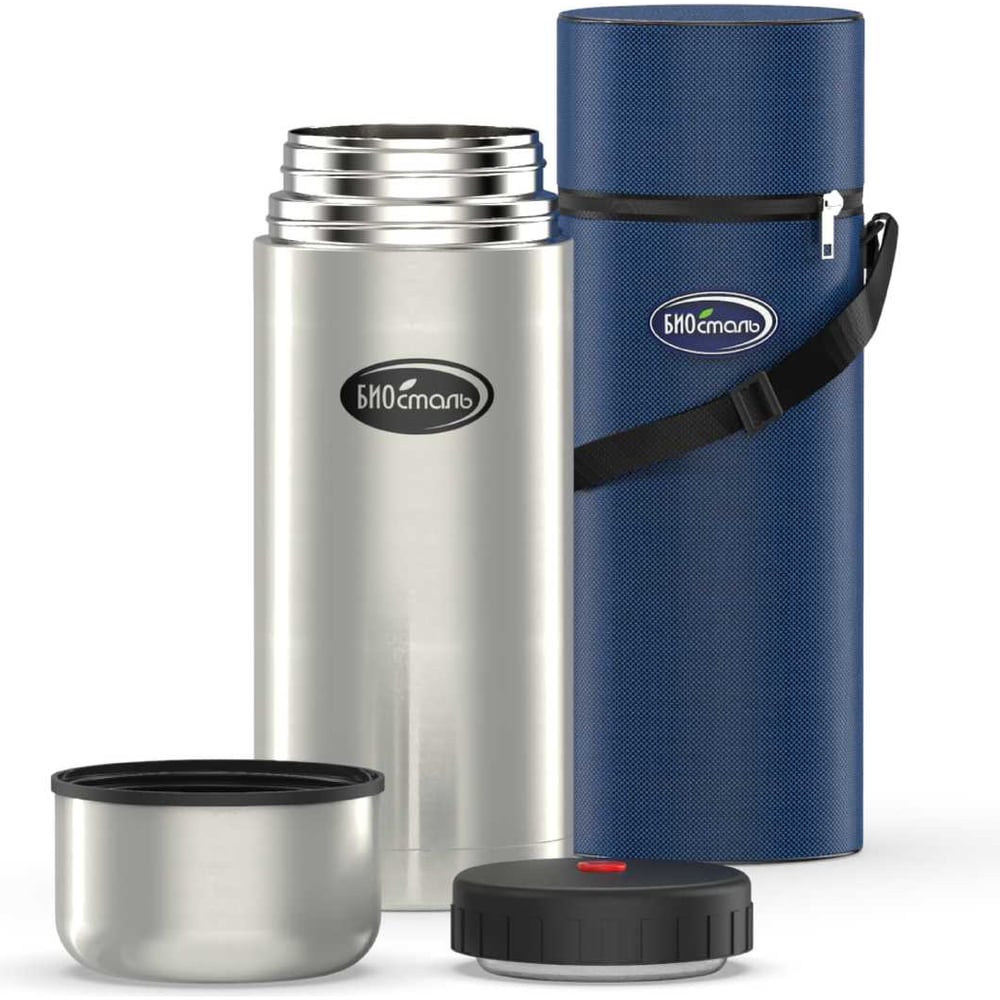 Изображение товара Термос для еды Biostal 1.2 л вакуумный нержавеющая сталь спольный чехол NT-1200