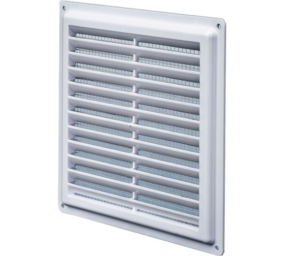 Изображение товара Решетка не разъемная с москитной сеткой (250х250х8 мм; наклонные жалюзи) Эвент Э2525Н