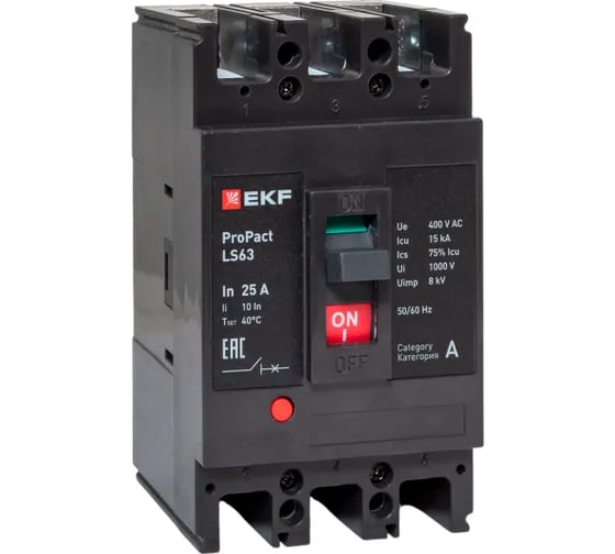 Изображение товара Автоматический выключатель EKF ProPact LS63 15кА, 3P, 25А mccb-63-15-3-25-ls