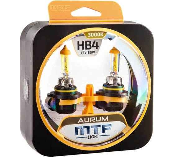 Изображение товара Галогеновая лампа MTF Light Aurum HB4 9006, 12В, 55Вт, 1500 Лм, 3000К 50769 HAU12B4