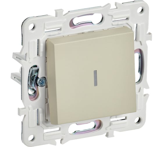 Изображение товара Выключатель 1-клавишный проходной IEK SKANDY SK-V08B с индикацией, 10А, бежевый SK-V12-1-10-K10