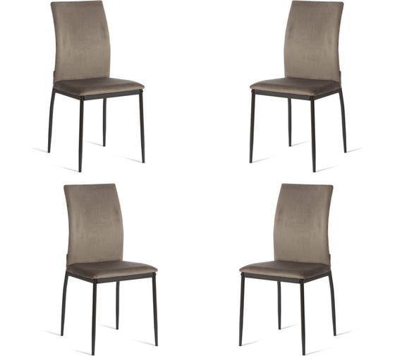 Изображение товара Комплект стульев Tetchair 4 шт. CAPRI (mod. BC565-DC) металл, флок, 43x53x92 см, Dark grey (темно-серый) HLR24 / черный 21261
