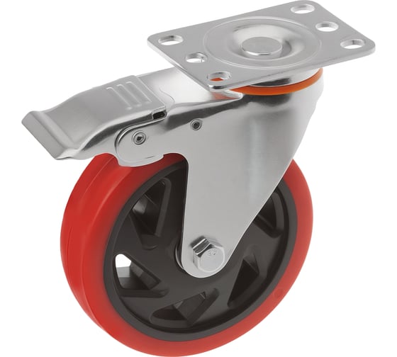 Изображение товара Колесо полипропиленовое поворотное с площадкой и тормозом 330125Sb (125 мм; 150 кг) А5 1005834