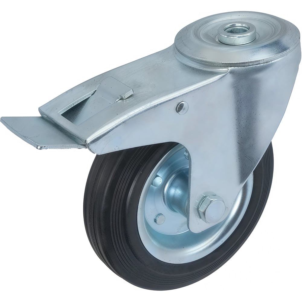 Изображение товара Промышленное поворотное колесо с тормозом и отверстием под болт SChb 63 160 мм