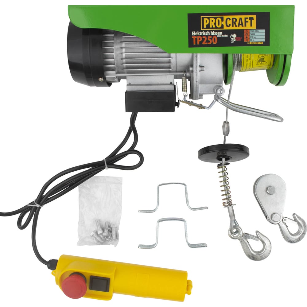 Изображение товара Электрический тельфер PROCRAFT 510 Вт 250 кг с пультом и высотой подъема 12 м