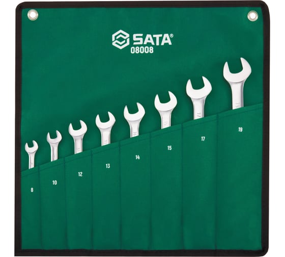 Изображение товара Набор комбинированных ключей с храповиком SATA 8-19 мм, 8 предметов 08008