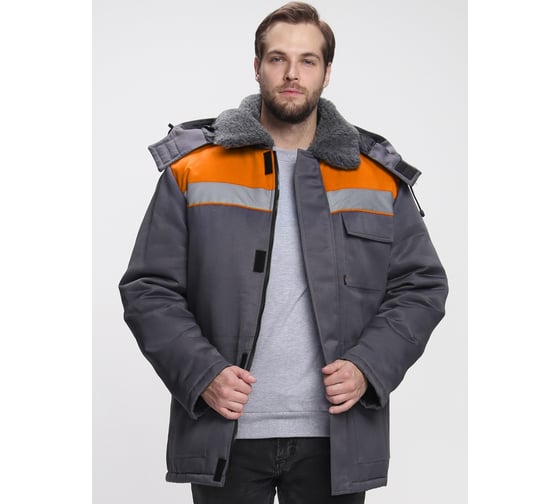 Изображение товара Куртка зимняя ФАКЕЛ Бригада NEW (тк.Смесовая,210), темно-серый/оранжевый 87468243.016
