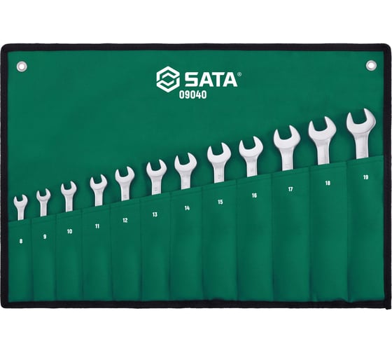 Изображение товара Набор комбинированных  ключей с храповиком SATA 8-19 мм, 12 предметов 09040