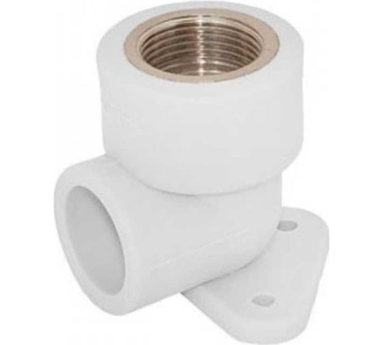 Изображение товара Угольник комбинированный с креплением Damento 20 мм x 1/2 дюйма, внутренняя резьба, белый 8728