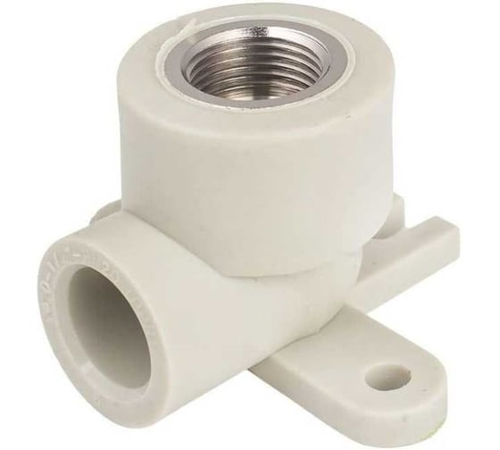 Изображение товара Угольник комбинированный с креплением Damento 20 мм x 1/2 дюйма, внутренняя резьба, серый 8729