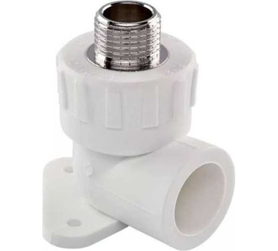 Изображение товара Угольник комбинированный с креплением Damento 20 мм x 1/2 дюйма, наружная резьба, белый 8919